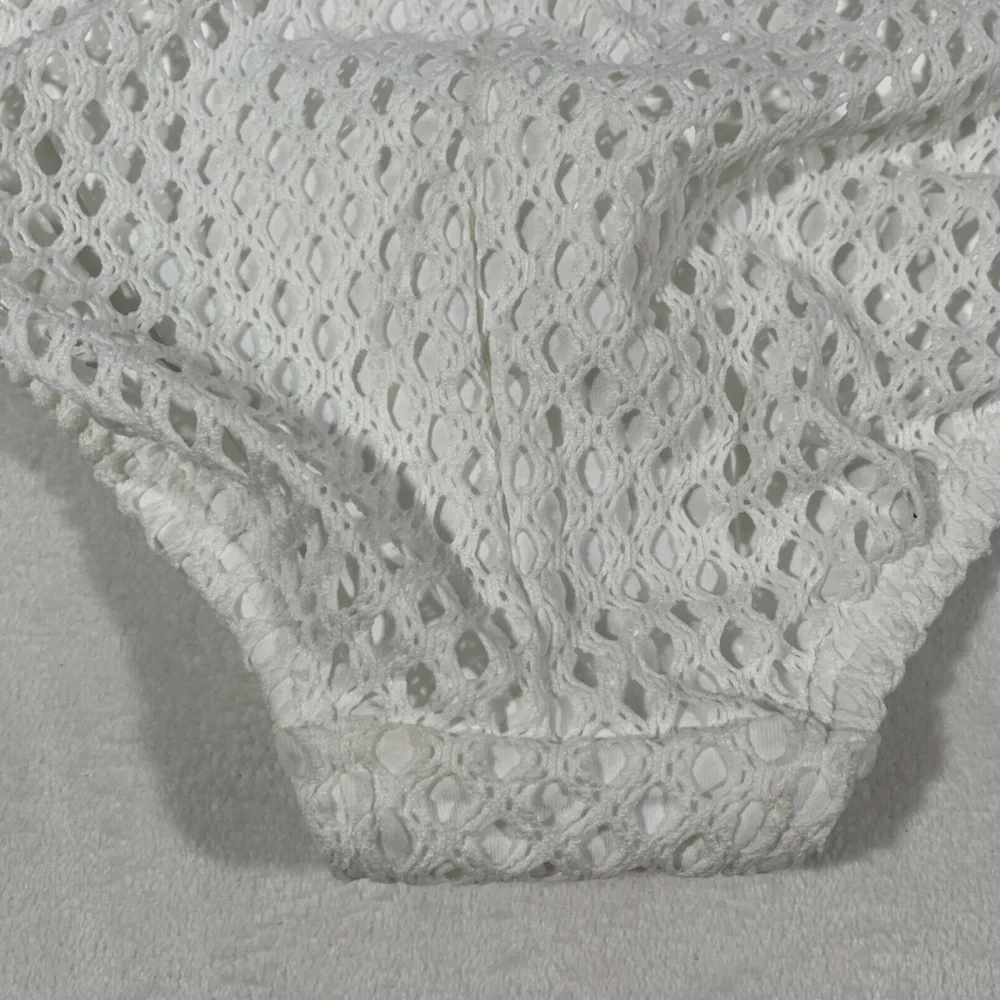 NEW Robin Piccone‎ [ Small ] Mesh High Waisted Front Tie Bikini Bottom White